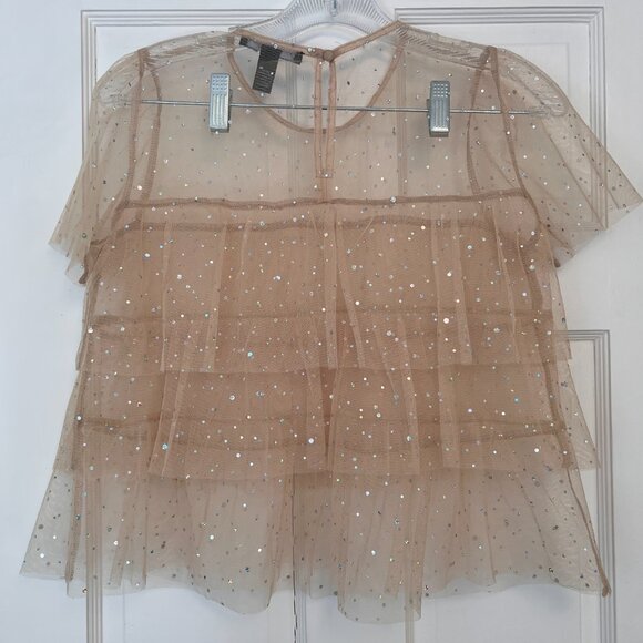 Sequin/Glitter Tulle Ruffle Top - Picture 2 of 3
